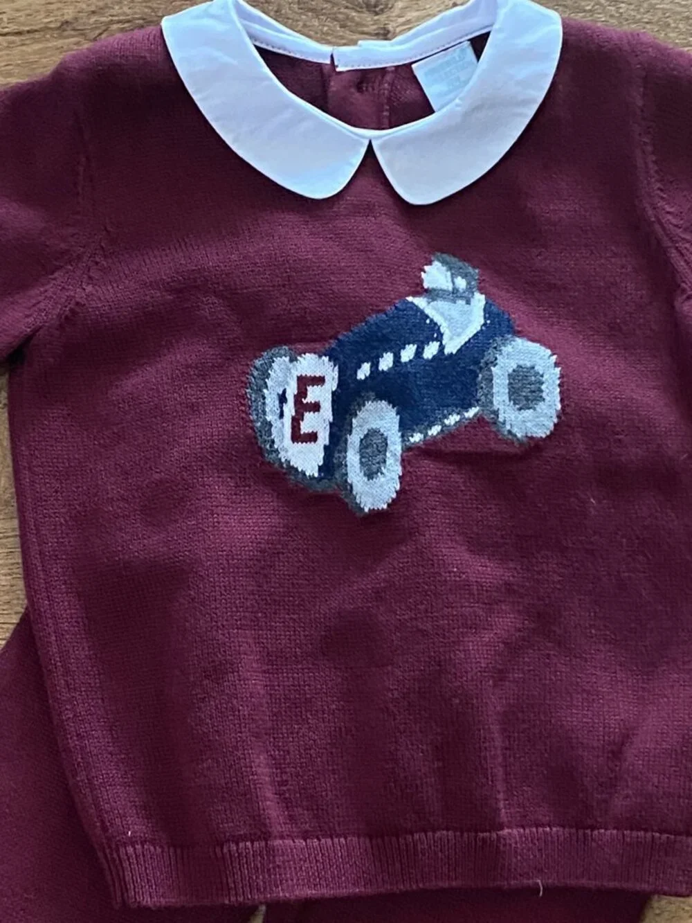 NWT $48 Burgandy EDGEHILL COLLECTIONS Collared Knit Sweater/Pants Outfit-9M